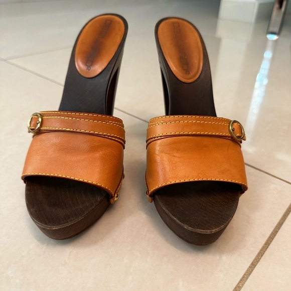 DSQUARED2 tan leather with wooden sole sandal - Picture 2 of 8